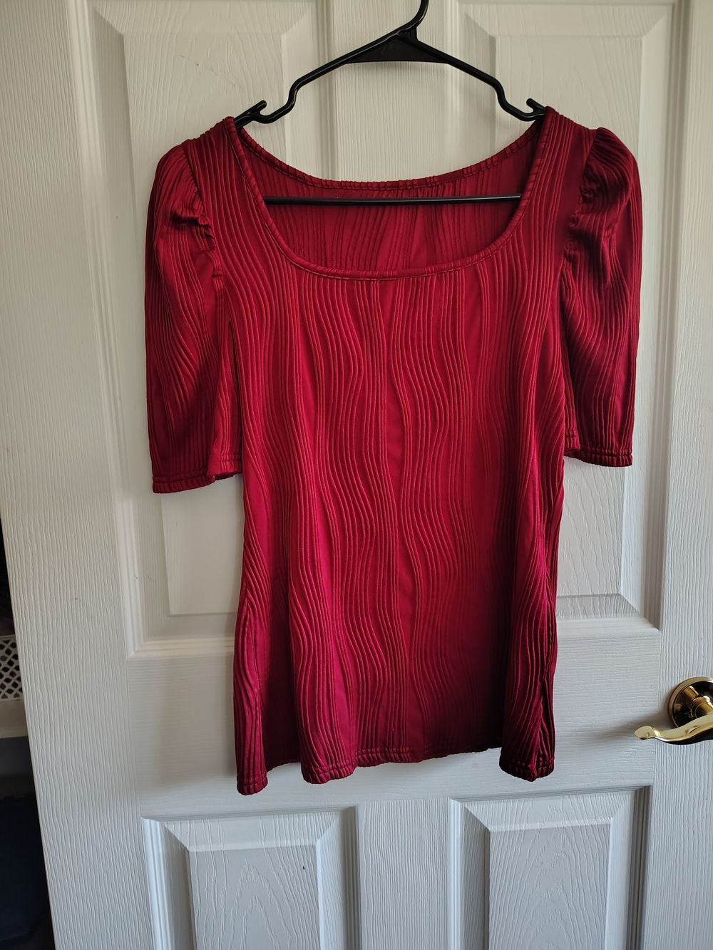 Women's Ribbed Square-Neck Top in Deep Red